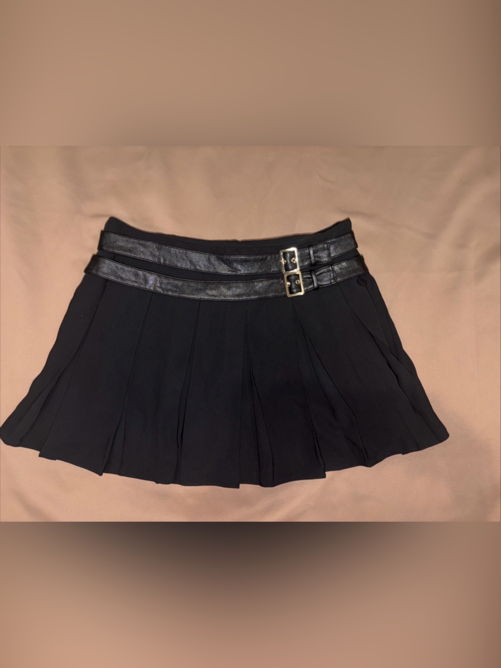 Black Pleated Belt miniskirt Skort AmandaUprichard Grunge Punk Whimsigoth Preppy
